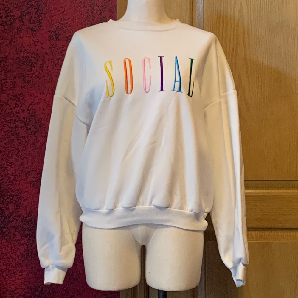 Women’s size large white social hoodie